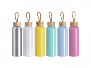 Sublimation Blanks 20oz/600ml Aluminum Water Bottle w/ Bamboo Lid