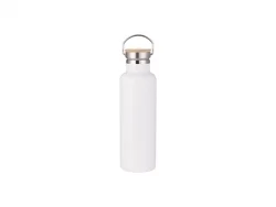 Sublimation 750ml/25oz Portable Bamboo Lid Stainless Steel Bottle (White)