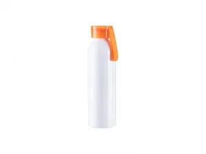 Sublimation Blanks 22oz/650ml Portable Sports Slim Aluminum bottle With Orange Cap(White)