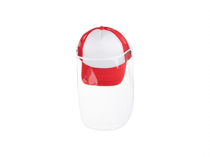 Sublimation Kids Mesh Cap w/ Removable Face Shield (Red)