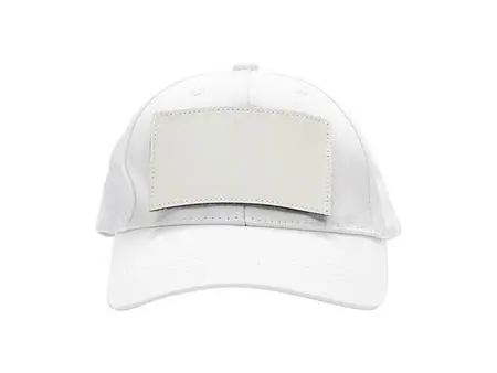 Cotton Cap with 2.5&quot;*4.5&quot; White Rectangular Sub PU Leather Patch (White)