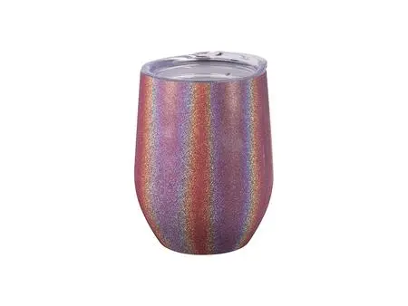 Sublimation 12OZ/360ml Glitter Sparkling Stainless Steel Stemless Cup(Red)