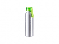 Sublimation Blanks 22oz/650ml Portable Sports Slim Aluminum bottle With Light Green Cap(Silver)