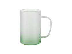 18oz/540ml Glass Beer Coffee Mugs(Frosted, Gradient Green)