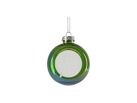 Adorno de bola de Navidad holográfica de plástico de 8 cm sin insert (transparente, verde)Cantidad mínima: 2000uds