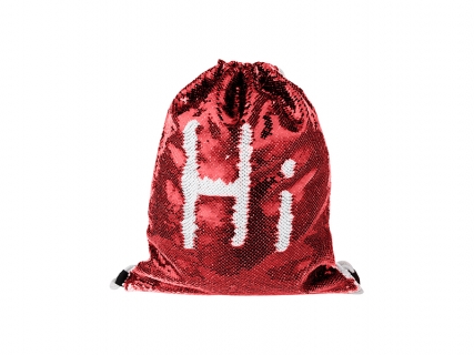 Sublimation Sequin Drawstring Backpack (Red/White)
