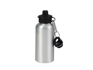 Sublimation 600ml Aluminium Water Bottle with two tops (Silver)