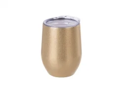 Sublimation 12oz/360ml Stainless Steel Stemless Glitter Cup w/ Lid (Rose Gold)