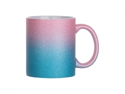 Sublimation 11oz/330ml Gradient Bottom Glitter Mug (Pink+Light Blue)