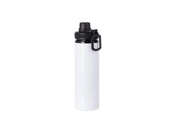 Botella Aluminio 25OZ/850ml Tapa Negra (Blanco)