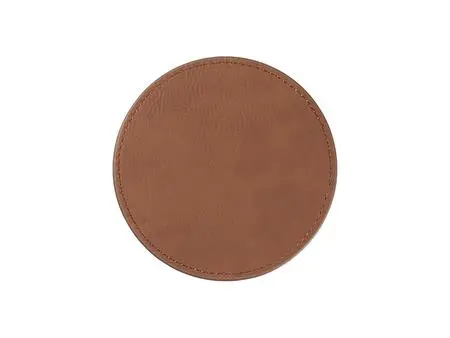 Engraving Blanks Round Leather Coaster (Yellow Brown W/ Black, φ10cm)