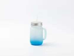 12oz/350ml Sublimation Blanks Mason Jar w/ Straw (Frosted, Gradient Color)