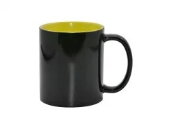 Sublimation 11oz Black Magic Mug (Inner Yellow)