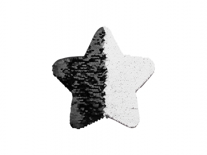 Sublimation Flip Sequins Adhesive Black Base (Star, Black W/ White) (18*18cm)