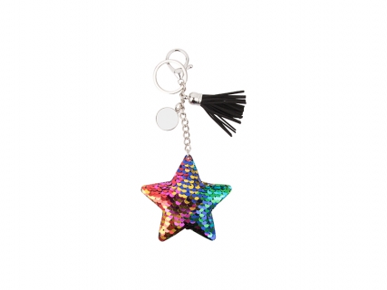 Sublimation Sequin Keychain w/ Tassel and Insert (Mixed-Color Star)
