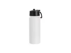 Garrafa Inox 18oz/550ml com Bocal Largo e Alça Rotatória Recubrimento em Pó (Branco, Recubrimento Mate Sublimação)Quantidade mínima:500uds