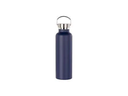 750ml/25oz Powder Coated Portable Lid Stainless Steel Bottle (Dark Blue)