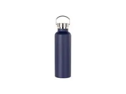 750ml/25oz Powder Coated Portable Lid Stainless Steel Bottle (Dark Blue)