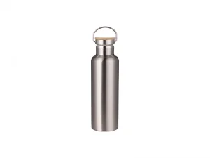 Sublimation 750ml/25oz Portable Bamboo Lid Stainless Steel Bottle (Silver)