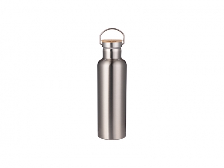 Sublimation 750ml/25oz Portable Bamboo Lid Stainless Steel Bottle (Silver)