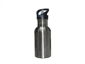 Sublimation 500ml Stainless Steel Water Bottle with Straw Top - Silver
