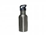 Sublimation 500ml Stainless Steel Water Bottle with Straw Top - Silver