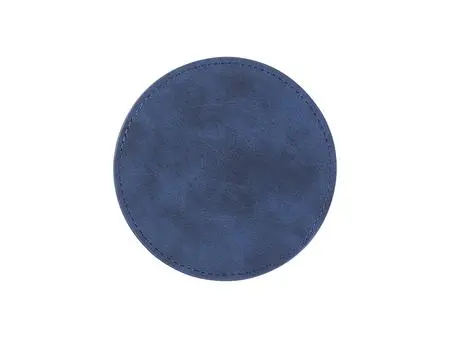 Engraving Blanks Round Leather Mug Coaster(Blue W/ Silver, φ10cm)