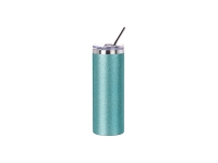Sublimation 20oz/600ml Glitter Stainless Steel Skinny Tumbler with Straw &amp; Lid (Light Blue)