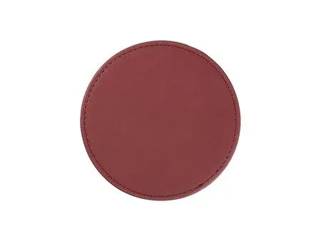 Engraving Blanks Round Leather Mug Coaster(Red W/ Black, φ10cm)