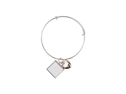 Sublimation Adjustable Photo Bracelet W/ Round Insert (One Square)