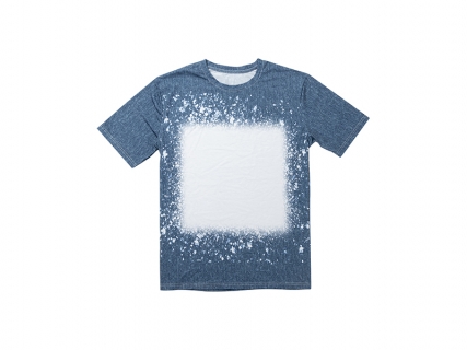 Sublimation Blanks Bleached Starry Cotton Feeling T-shirt (Faux Denim, L)