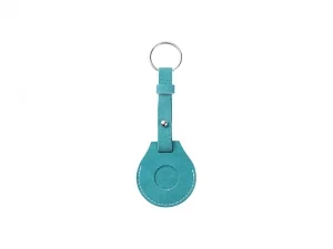Sublimation Blanks PU AirTag Keychain Holder(Long strap,Green)