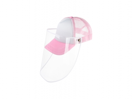 Sublimation Adult Mesh Cap w/ Removable Face Shield (Pink)