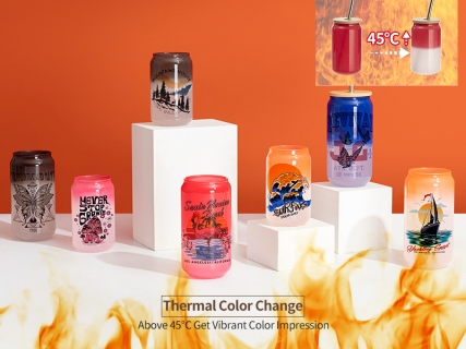 Sublimation Blanks 18oz/550ml Thermal Color Change Glass Can with Bamboo Lid