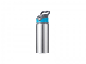20oz/650ml Sublimation Blanks Alu Water Bottle with Color Cap (Silver)
