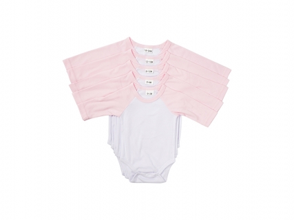 Sublimation Blanks Baby Onesie Long Sleeve Raglan(Pink)