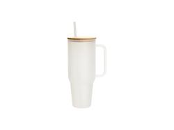 Sublimation Blanks 40oz/1200ml Glass Travel Tumbler with Lid &amp; Straw(Frosted)