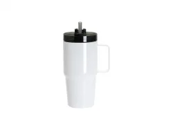 Sublimation Blanks 20oz/600ml Stainless Steel Handled Travel Tumbler with Lid &amp; Straw(White)