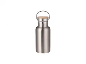 Sublimation 350ml/12oz Portable Bamboo Lid Stainless Steel Bottle (Silver)