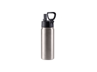 18oz/550ml Sublimation Blank Stainless Steel Water Bottles with Wide Mouth Straw Lid & Rotating Handle (Silver)
