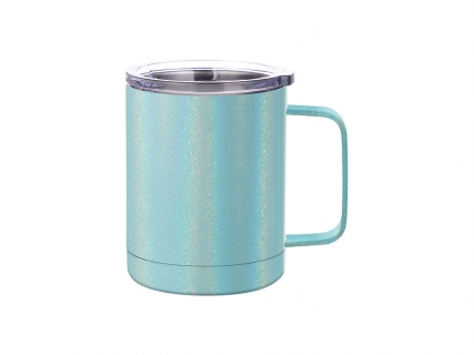 Sublimation 12oz/360ml Glitter Sparkling Stainless Steel Coffee Cup (Light Blue)