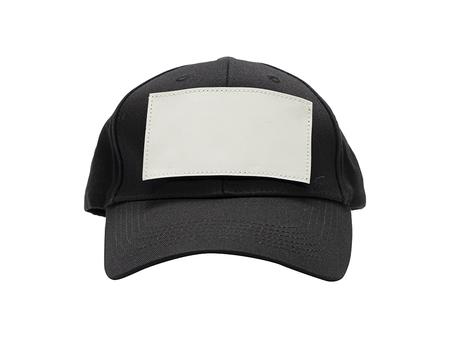 Cotton Cap with 2.5&quot;*4.5&quot; White Rectangular Sub PU Leather Patch (Black)