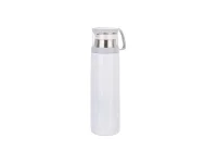 Sublimation 17oz/500ml Stainless Steel Flask w/ Clear Cup Cap (White) MOQ:2000