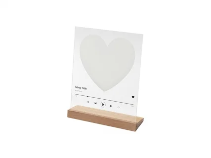 Sublimation Blanks Heart-shape Glass Photo Frame w/ White Patch (Music, 20*25cm)