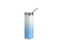 Sublimation 20oz/600ml 3D Puffy Cloud Stainless Steel Skinny Tumbler w/ Straw (Gradient White &amp; Light Blue)