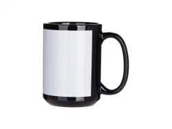 15oz Sublimation Full Color Mug with White Patch-Black