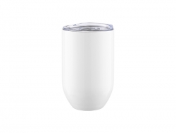 12oz/360ml Sublimation Blanks Straight Stainless Steel Stemless Wine Glass(White)