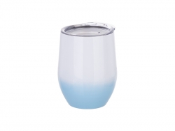 Sublimation 12oz Stainless Steel Stemless Wine Cup with Lid (Gradient Color White&amp;Light Blue)