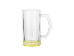 16oz Sublimation Clear Glass Beer Mug (Lemon Yellow Bottom)