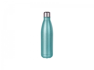 Sublimation 17oz/500ml Glitter Stainless Steel Cola Shaped Bottle (Light Blue)